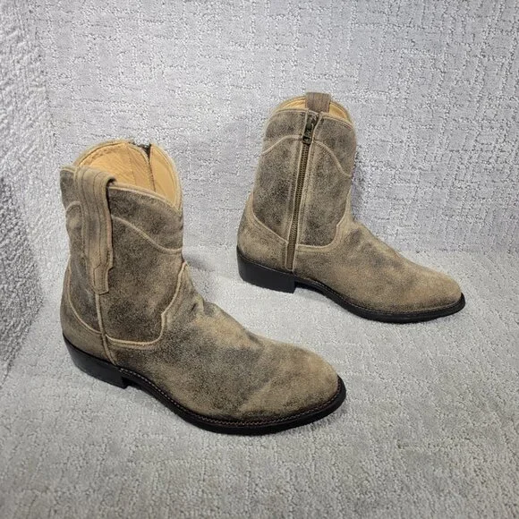 Tecovas The Dean Men's Size US 8EE Taupe Suede Side Zip Western Boots - Picture 6 of 10